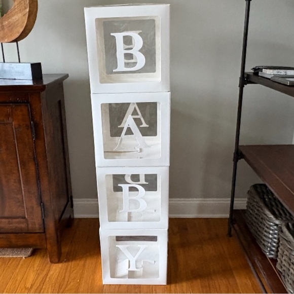 White BABY Shower Balloon Filler Blocks - Picture 2 of 2